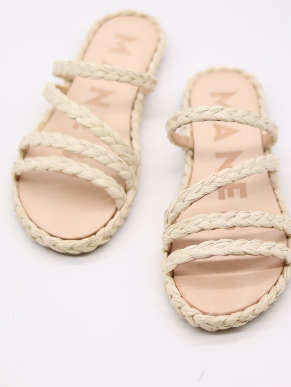 Manebi Yucatan Raffia Rope Slide Sandals Natural Beige EU 37 US 7 NIB